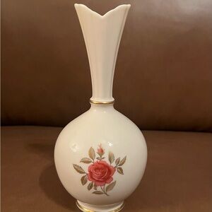 Vintage Lenox China Rosalyn Rhodon Bud Vase w/ 24k Gold Trim